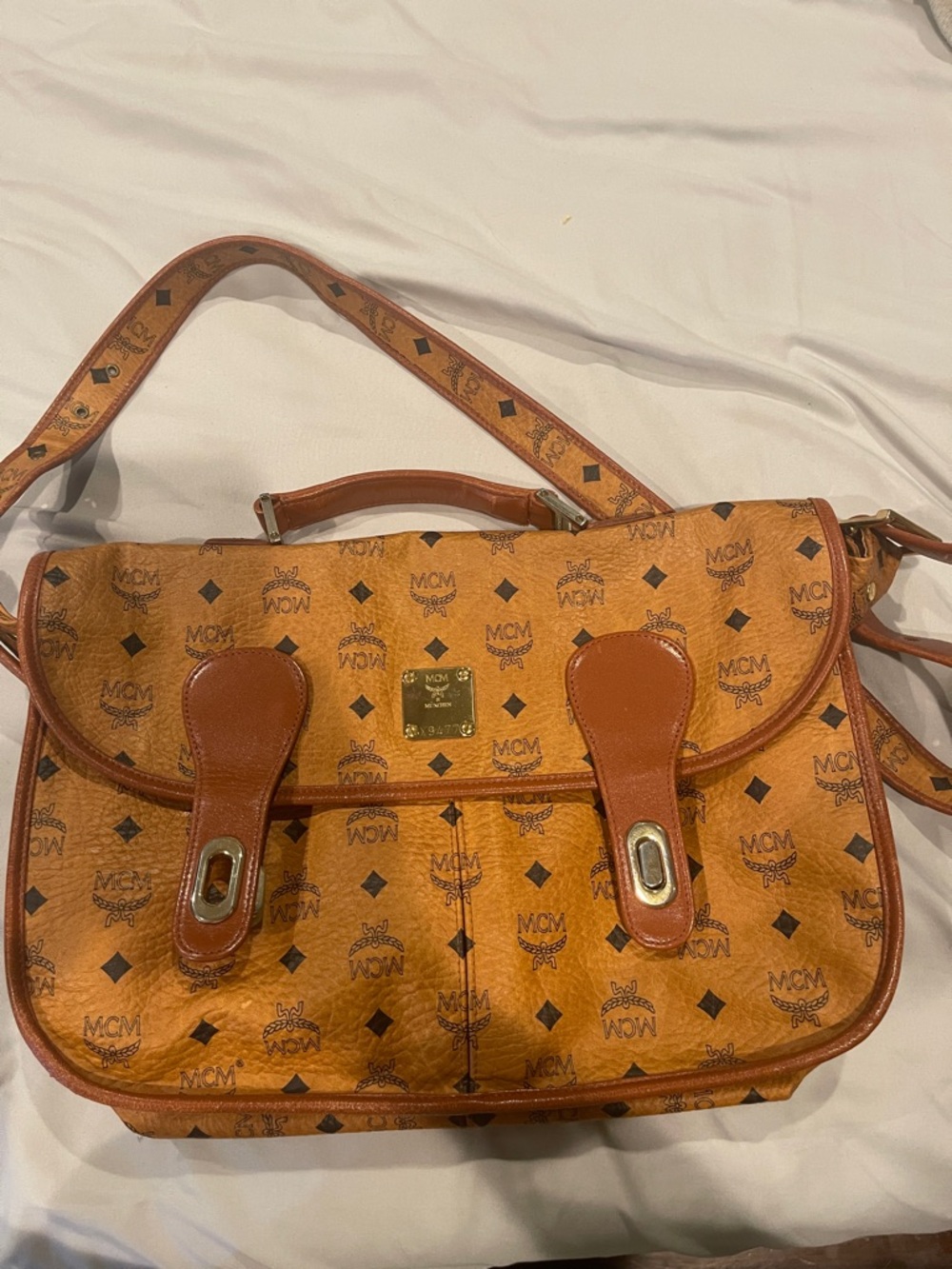 MCM Visetos Monogram Satchel in Cognac & Tan Authentic,Preloved.